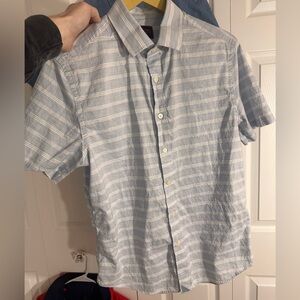 UNTUCKit Blue and White Slim Fit Rueda Style Collared Shirt